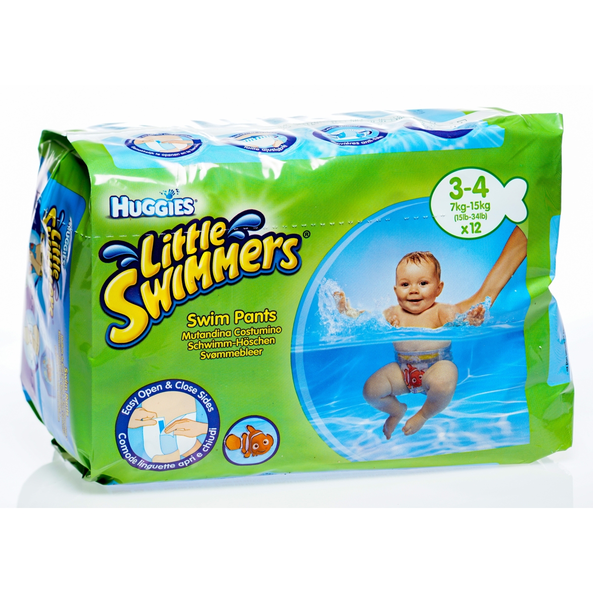 HUGGIES PELDU BIKSES 7-15KG N12 SWIMMERS - Produkta attēls