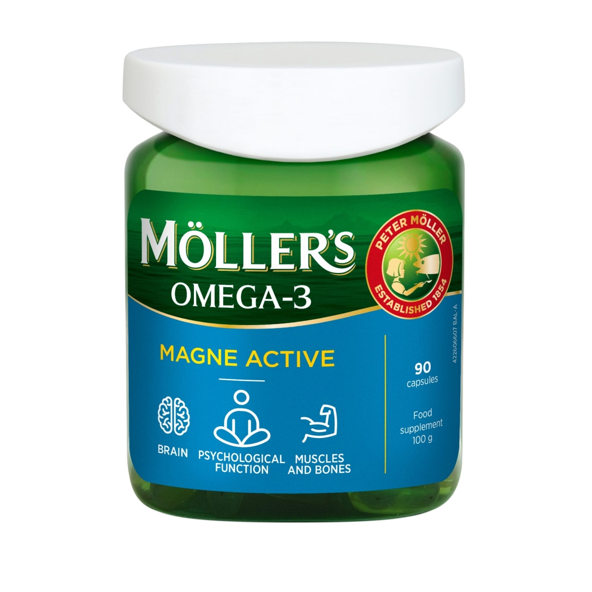 MOLLERS Omega-3 Magne Active kapsulas, 90 gab. - Produkta attēls