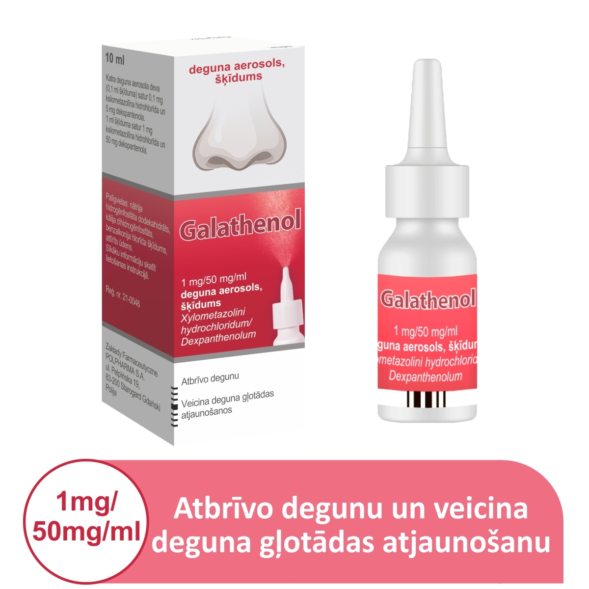 GALATHENOL 1MG/50MG/ML DEGUNA AEROSOLS 10ML - Produkta attēls 1