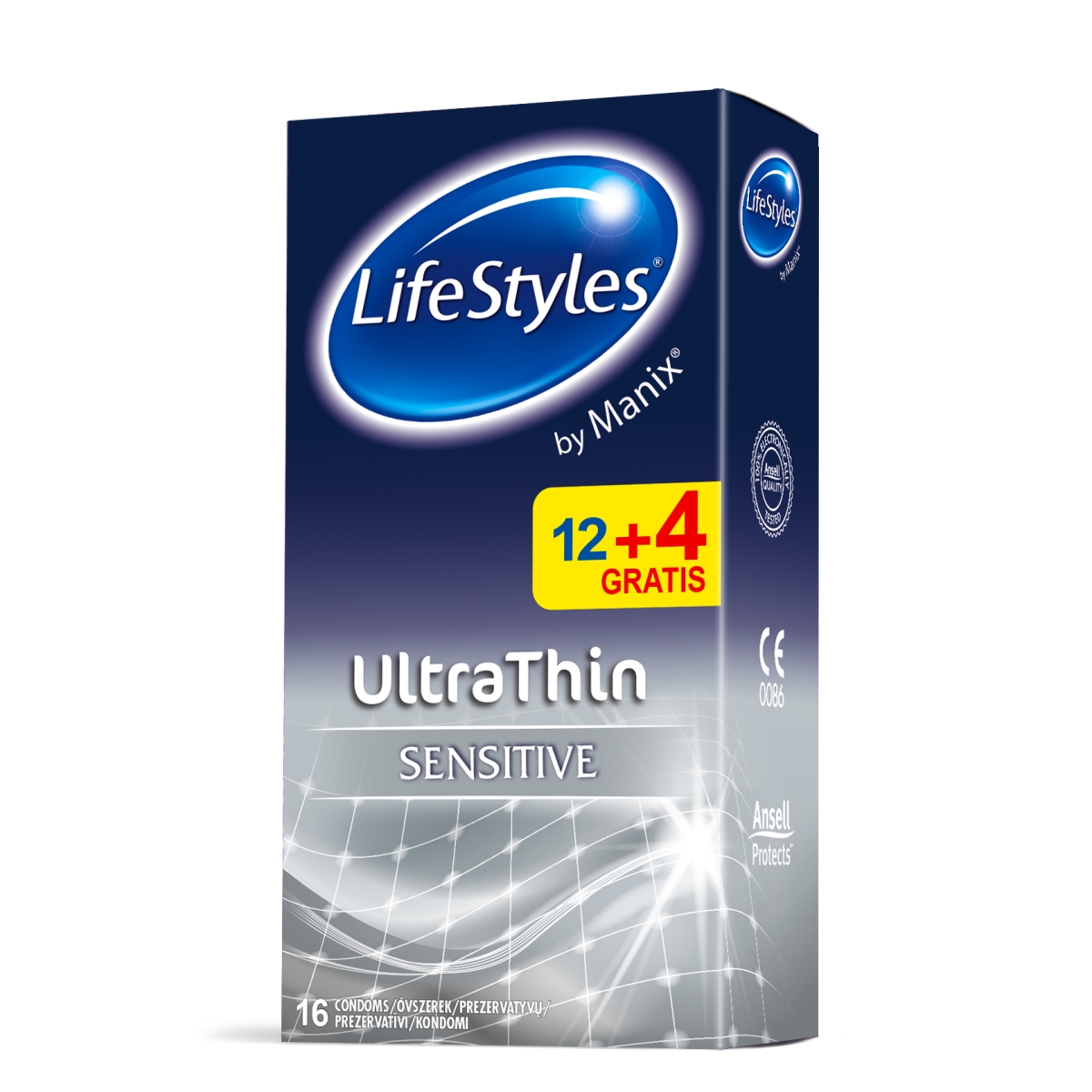 LIFESTYLES Manix Ultra Thin prezervatīvi, 12 + 4 gab. - Produkta attēls