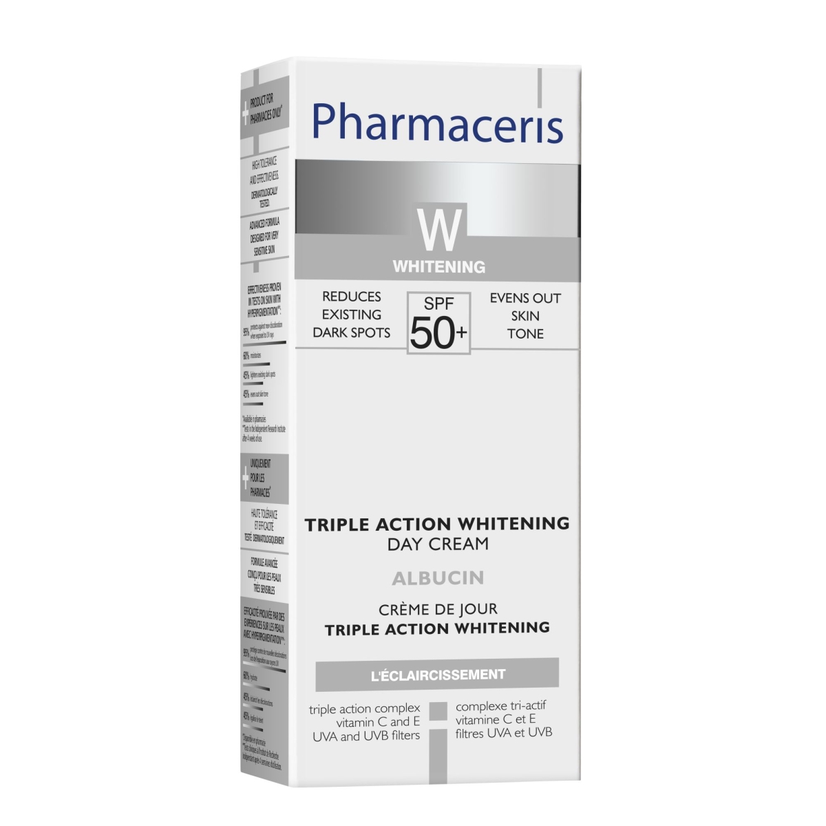 PHARMACERIS W.Albucin trīskāršs ādu balinošs krēms SPF50+, 30 ml - Produkta attēls