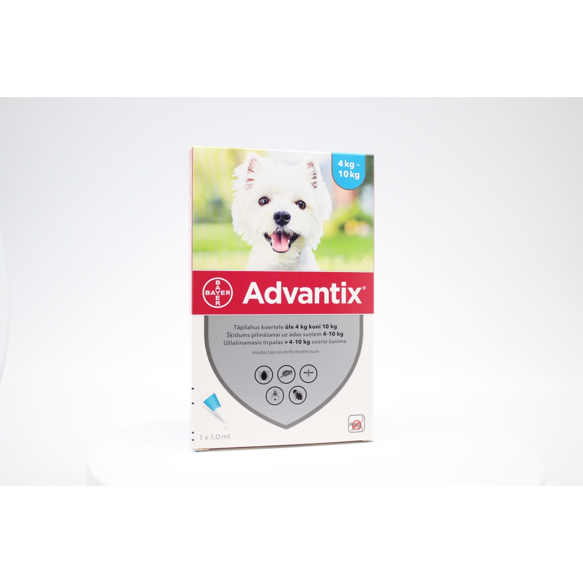 ADVANTIX 100/500MG ŠĶĪD 1ML SUŅIEM 4-10KG N1 - Produkta attēls