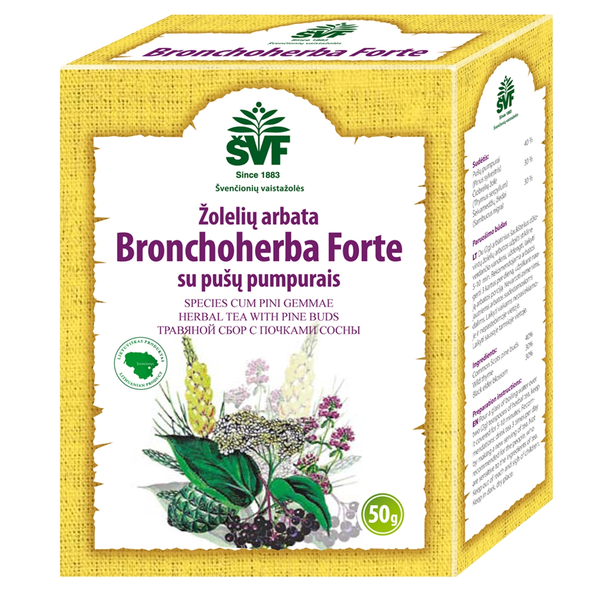 TĒJA BRONCHOHERBA FORTE AR PRIEŽU PUMPURIEM 50G (LIETUVA)