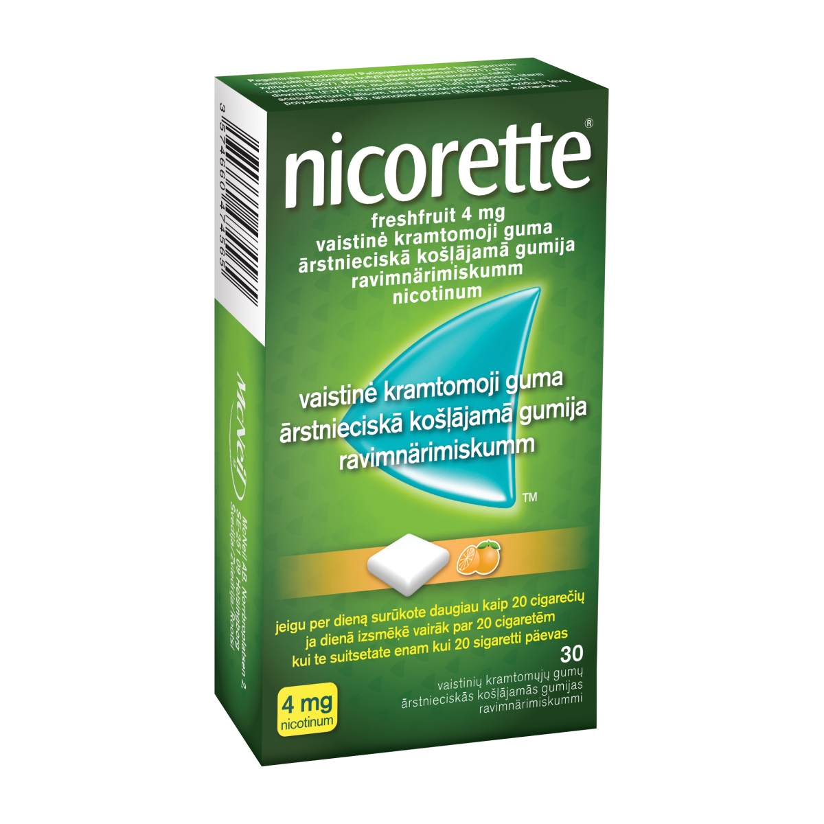 NICORETTE Freshfruit 4 mg košļājamā gumija, 30 gab. - Produkta attēls 1