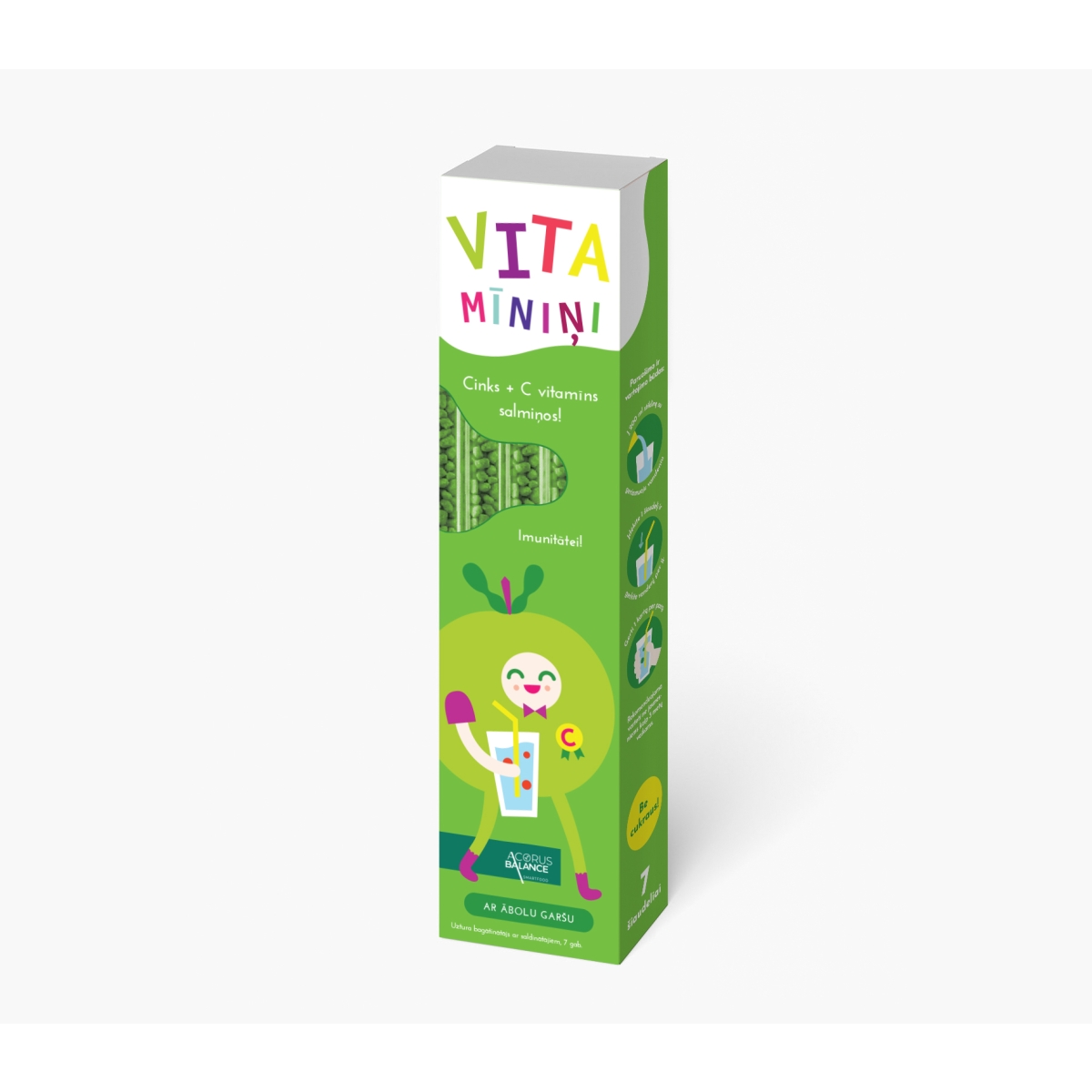 C vitamīns + Cinks Acorus Balance "VITAMĪNIŅI" ar Ābolu garšu, N7 - Produkta attēls