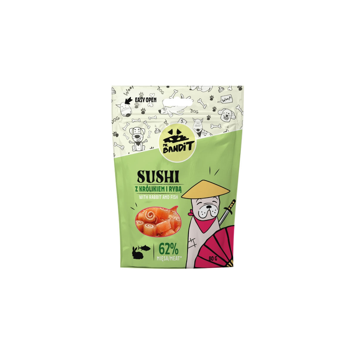 MR.BANDIT SUSHI SUŠI ROLLI TRUSIS AR ZIVI 80G - Produkta attēls