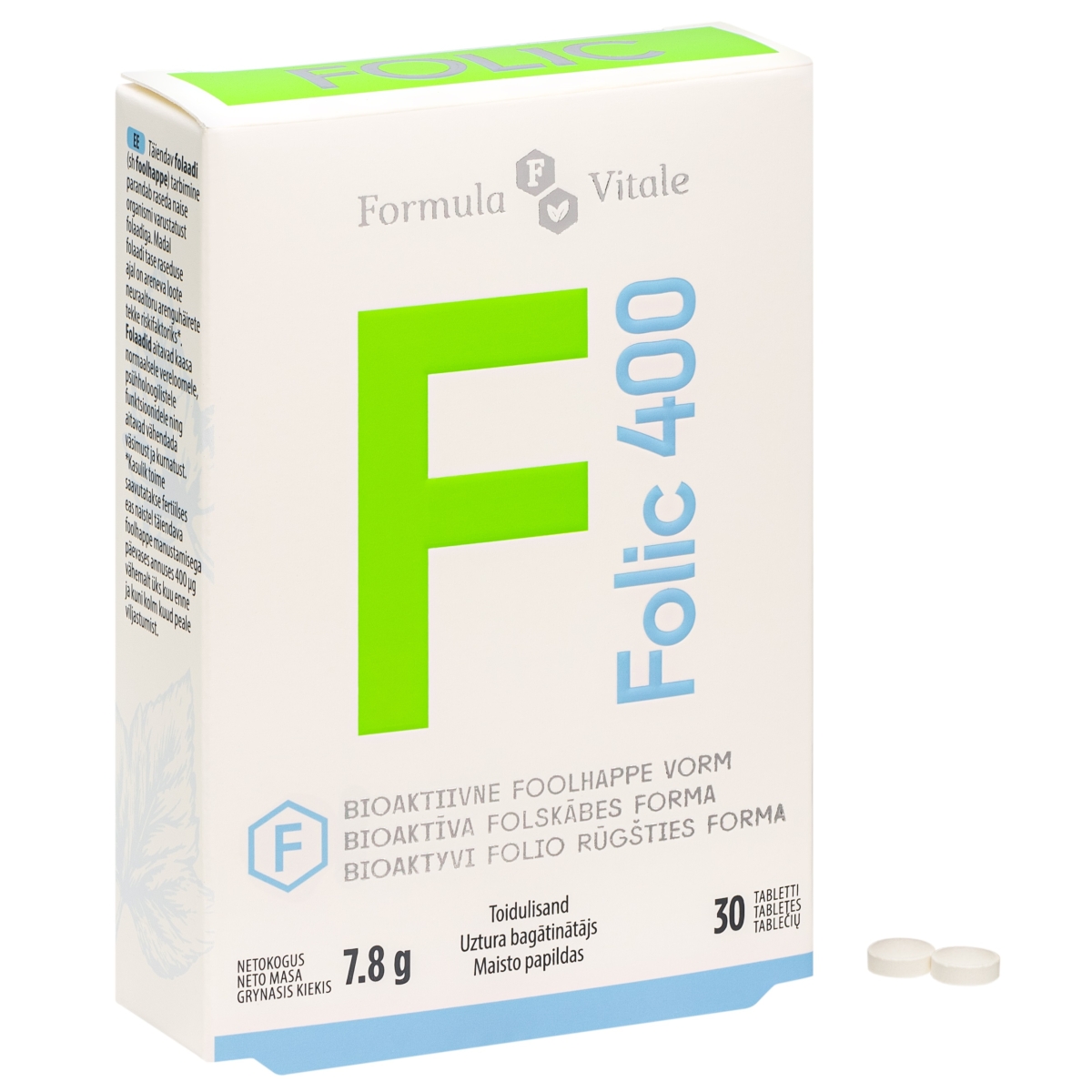 FORMULA VITALE Folic 400 tabletes, 30 gab. - Produkta attēls