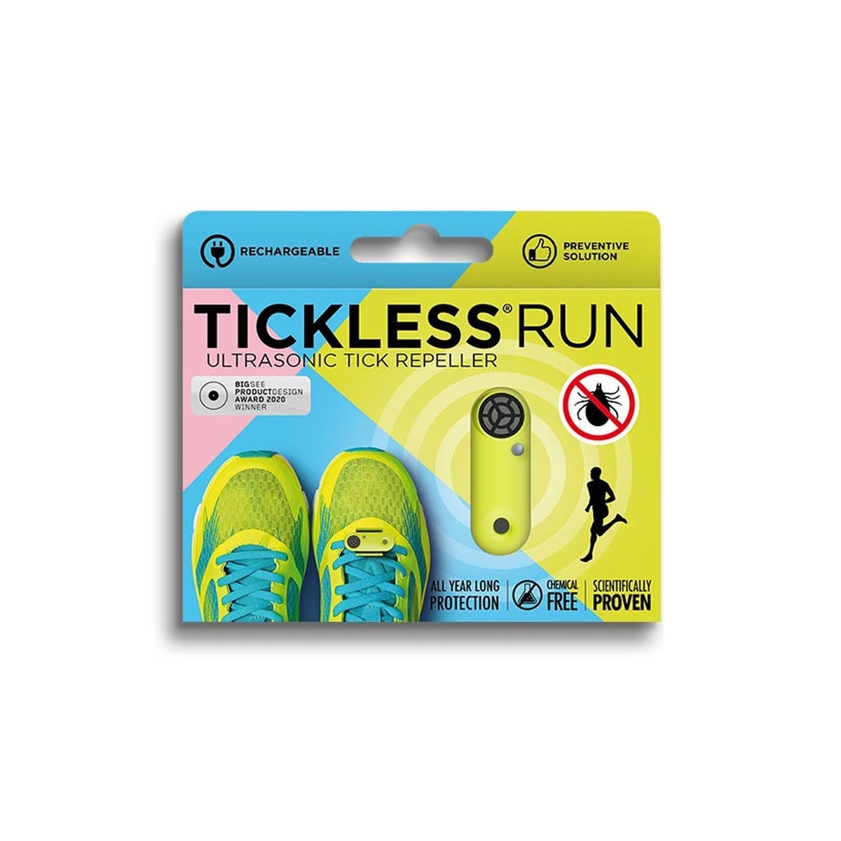 Tickless Run ultraskaņas repelenta ierīce, zaļa (USB lādējama)