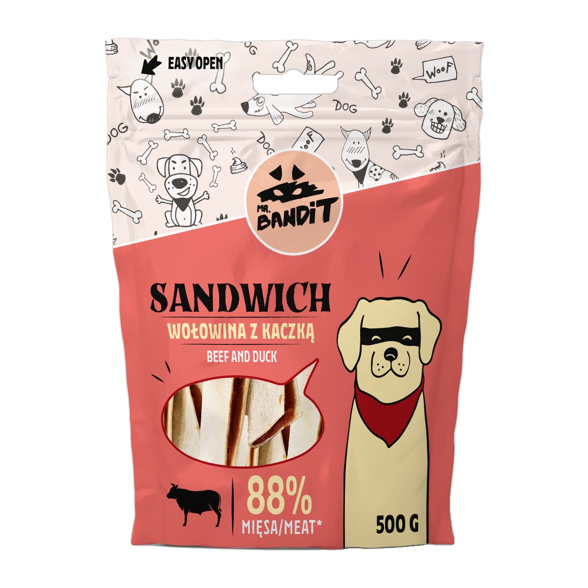 MR.BANDIT SANDWICH KĀRTAINS LIELLOPS AR PĪLI 500G - Produkta attēls