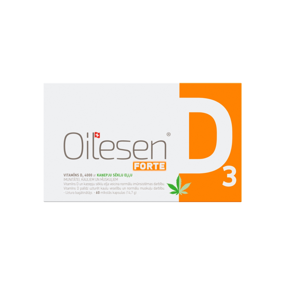 OILESEN® Forte D3 vitamīns (4000 IU) kapsulas, 60 gab.