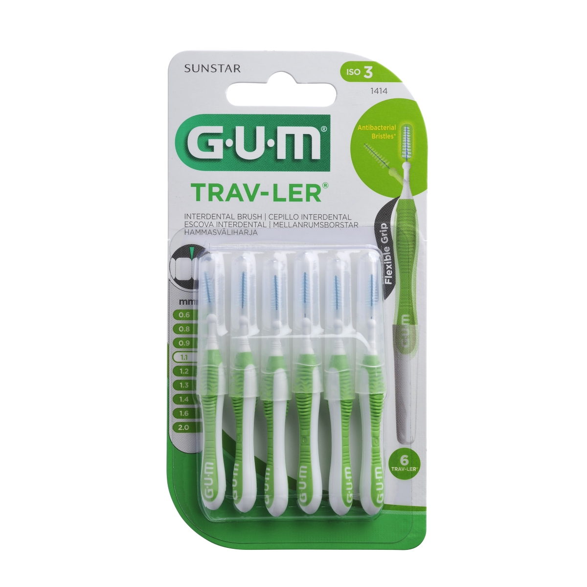 GUM® Trav-Ler starpzobu birstīte, 1,1 mm, 6 gab