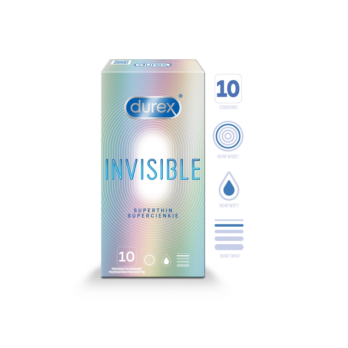 DUREX Invisible Superthin prezervatīvi, 10 gab. - Produkta attēls