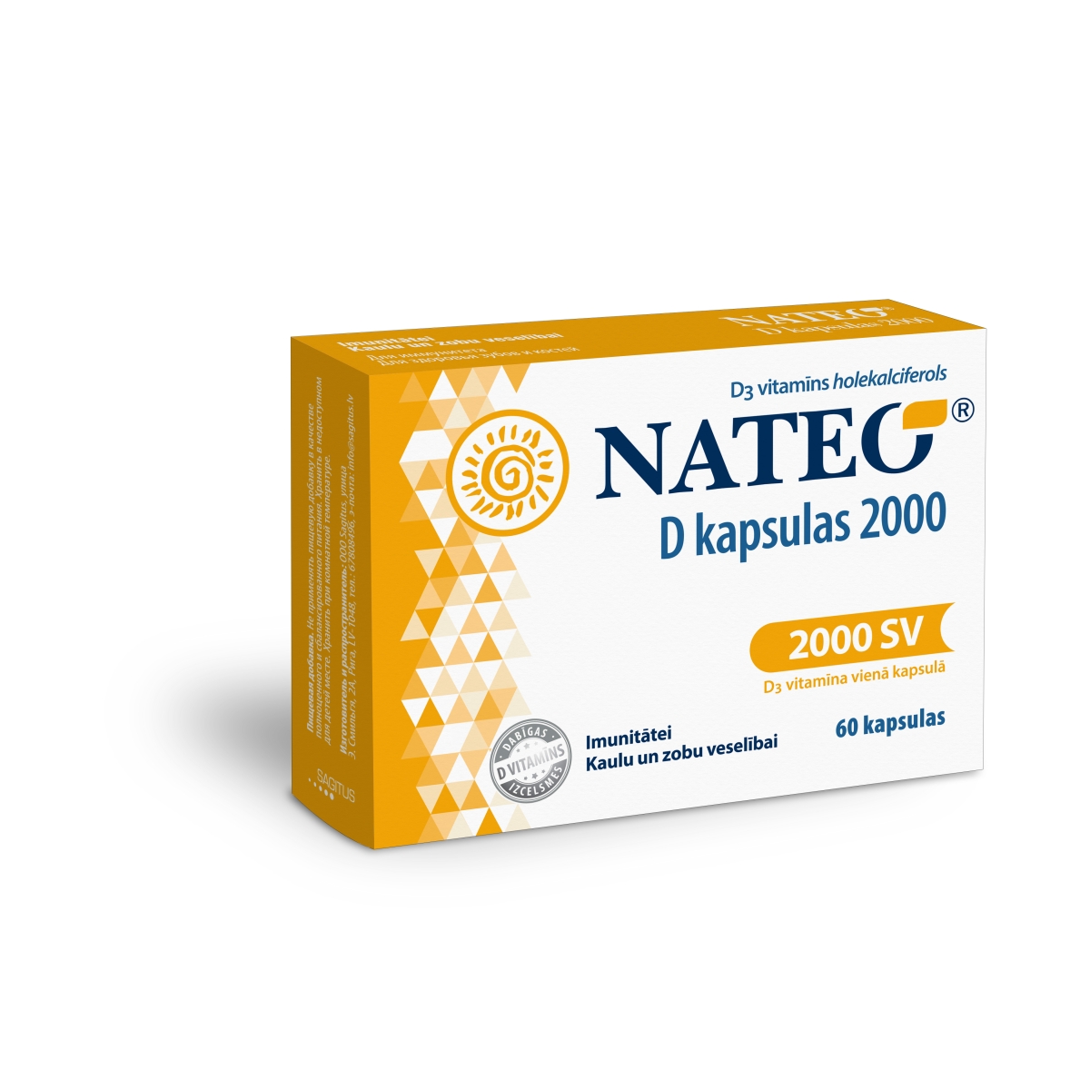 NATEO D 2000 kapsulas, 60 gab.