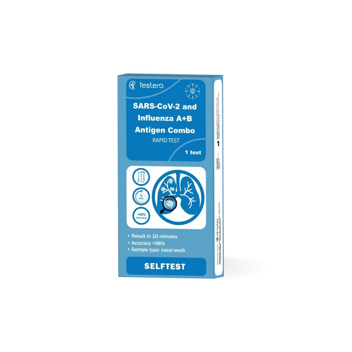 TESTERA Sars-Cov-2 & Influenza A/B Combo Rapid Nasale tests, 1 gab. - Produkta attēls