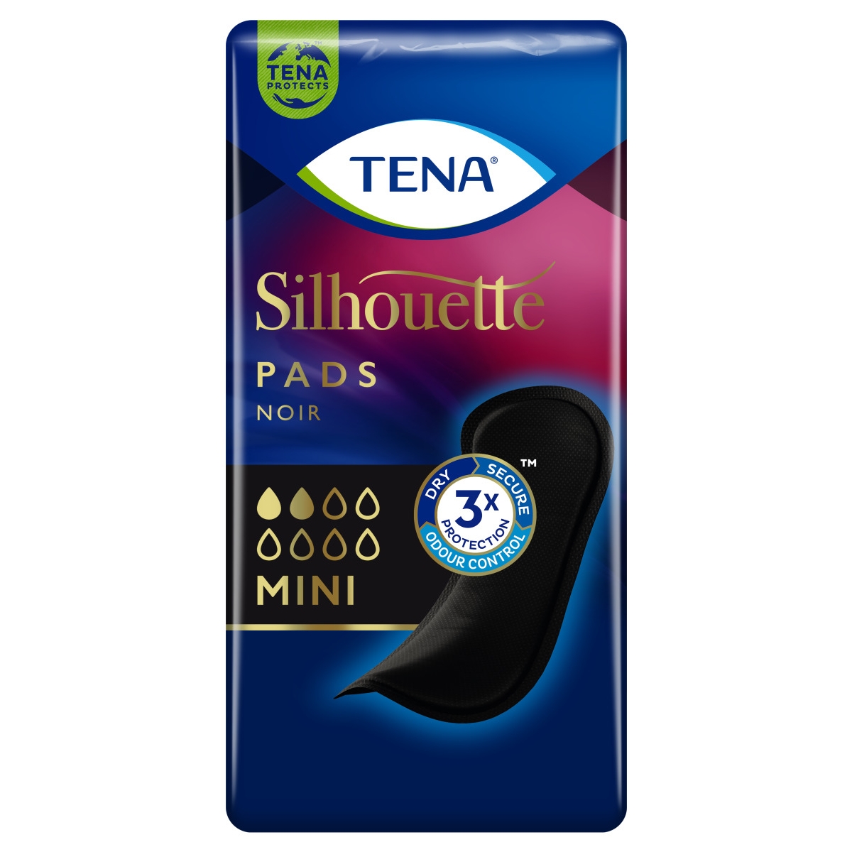 TENA Silhouette Noir Mini paketes melnā krāsā, 18 gab.