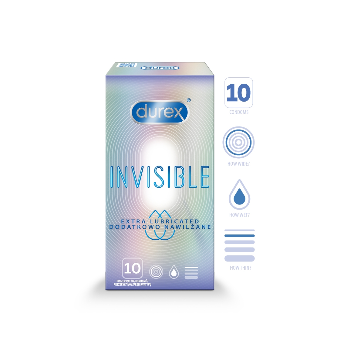 CONDOMS DUREX INVISIBLE EXTRA LUBRICATED N10 - Produkta attēls