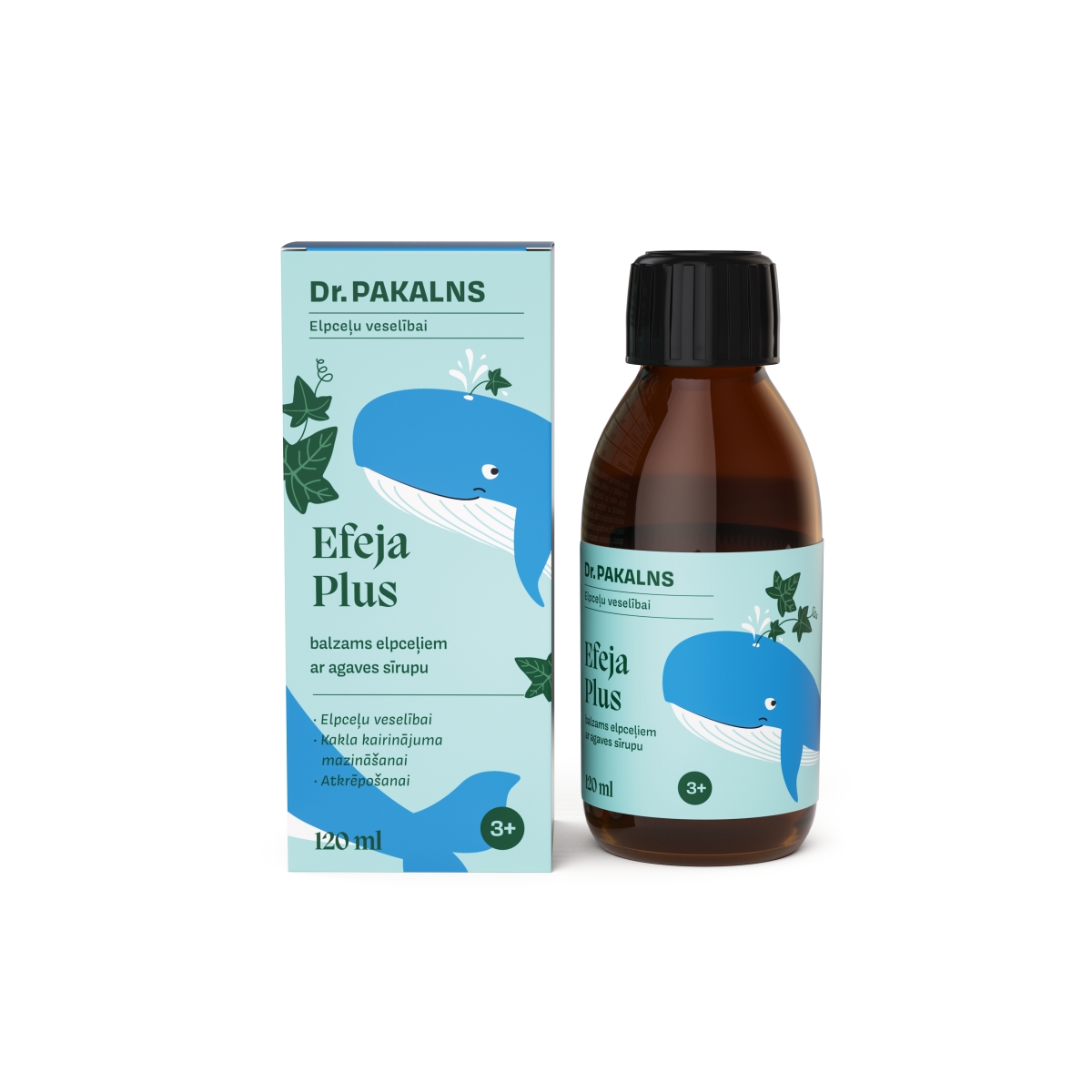 DR.PAKALNS Efeja Plus balzams elpceļiem ar agaves sīrupu (bērniem), 120 ml - Produkta attēls