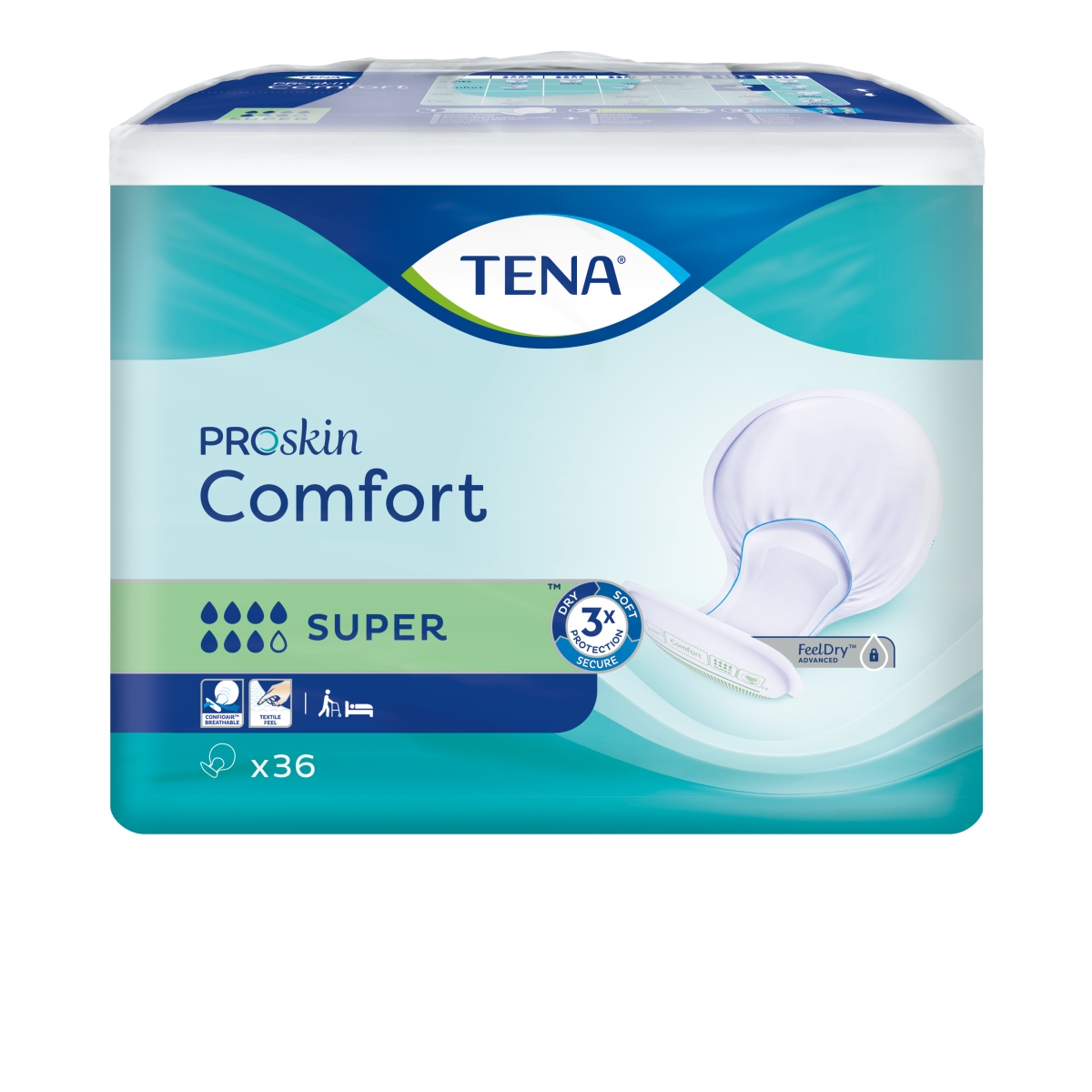 TENA COMFORT SUPER uzsūcošās paketes 36 gab. - Produkta attēls