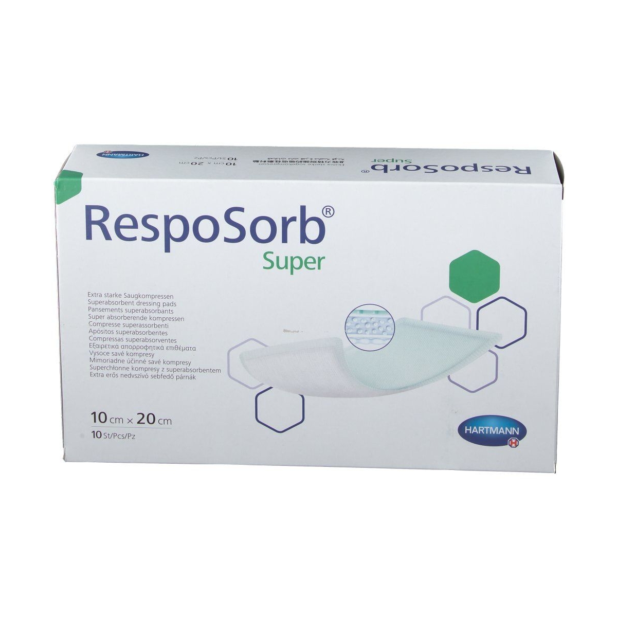 RESPOSORB Super brūču pārsējs (10 x 20 cm), 10 gab - Produkta attēls