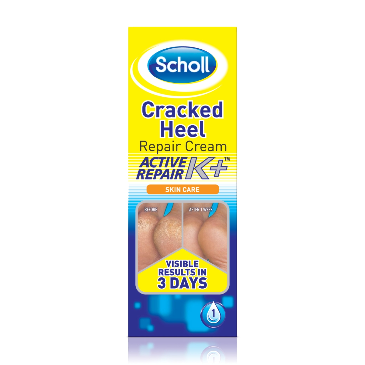 SCHOLL KRĒMS 60ML SAPLAISĀJUŠU PAPĒŽU ATJAUNOŠANAI ACTIVE K+ - Produkta attēls