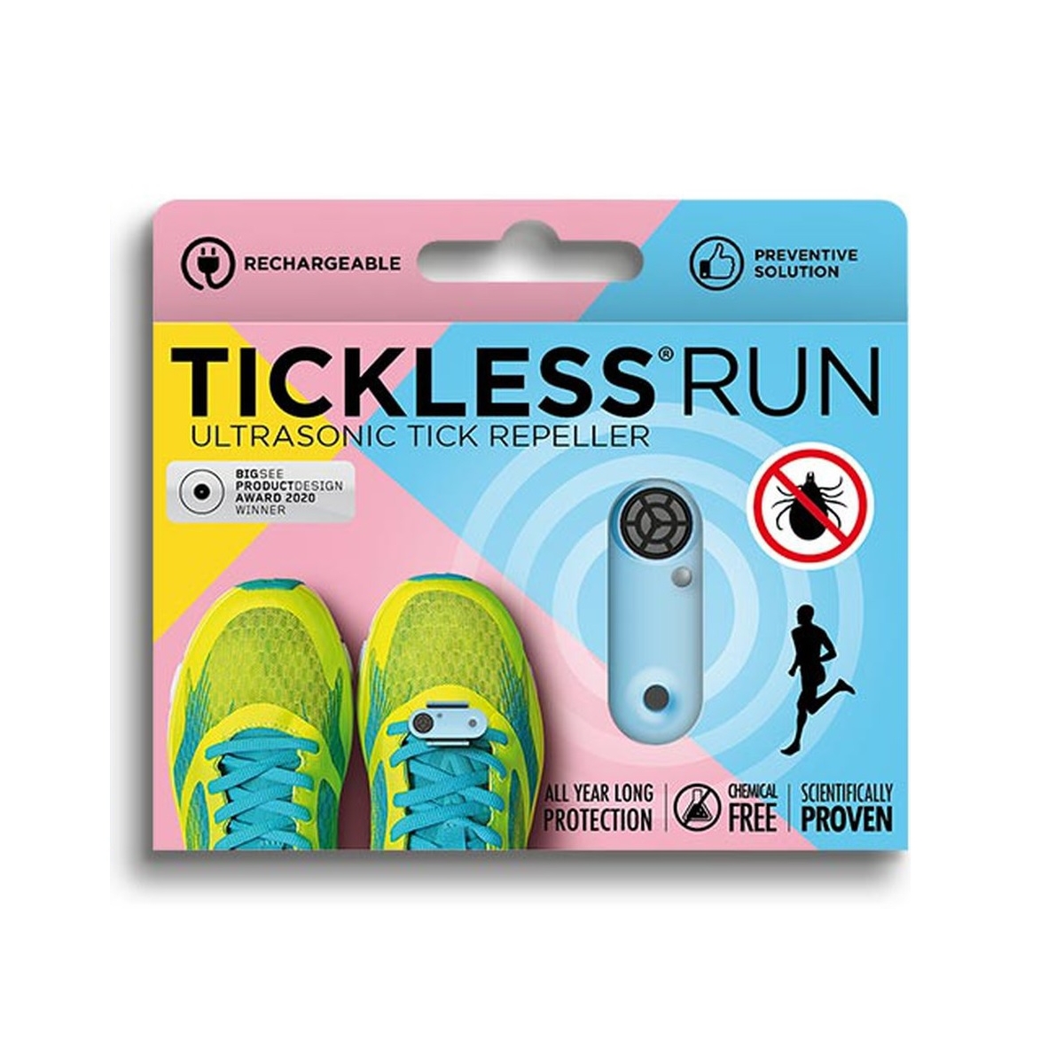 Tickless Run ultraskaņas repelenta ierīce, zila (USB lādējama)