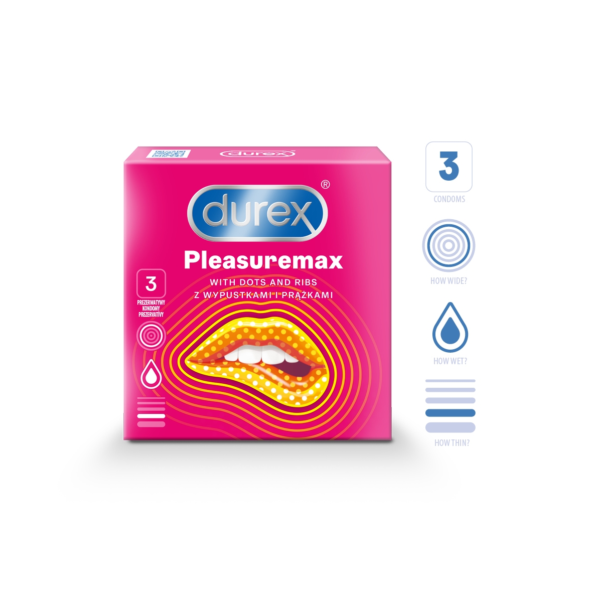 DUREX Pleasuremax prezervatīvi, 3 gab. - Produkta attēls