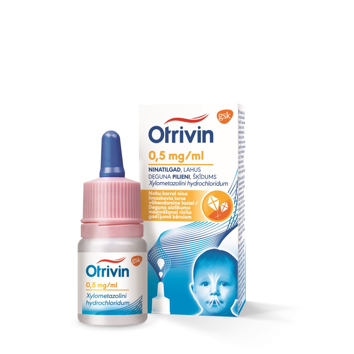 OTRIVIN NASAL DROPS 0.05% DEGUNA PIL. AR MITRIN. EFEKTU 10ML - Produkta attēls