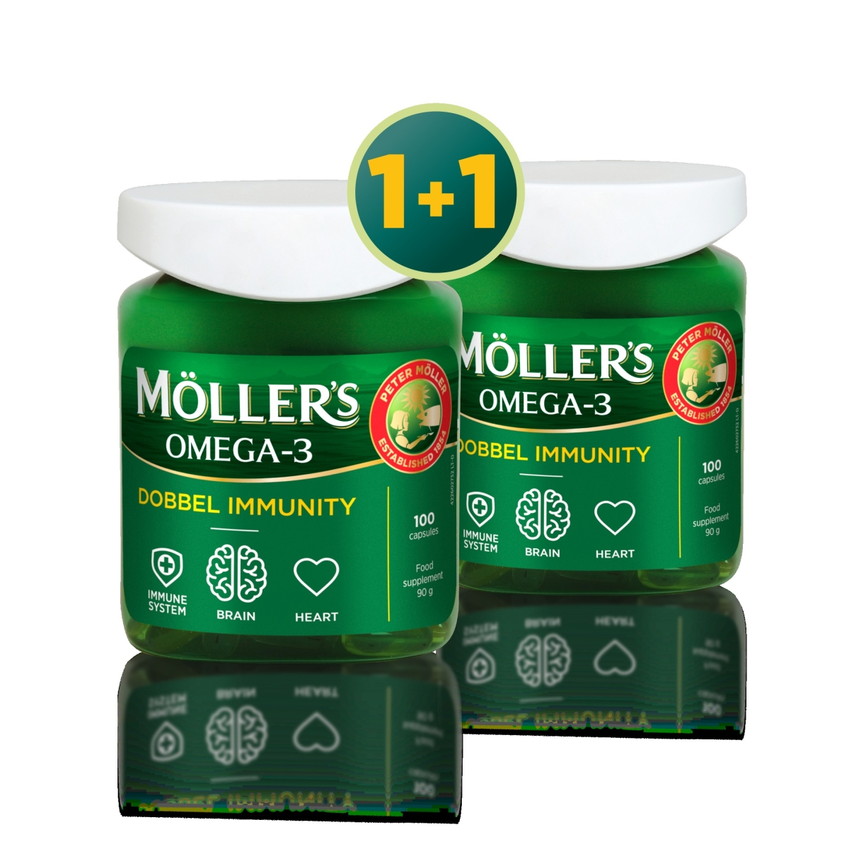 MOLLERS Dobbel Immunity kapsulas, 100 gab.+100 gab. (1+1) - Produkta attēls