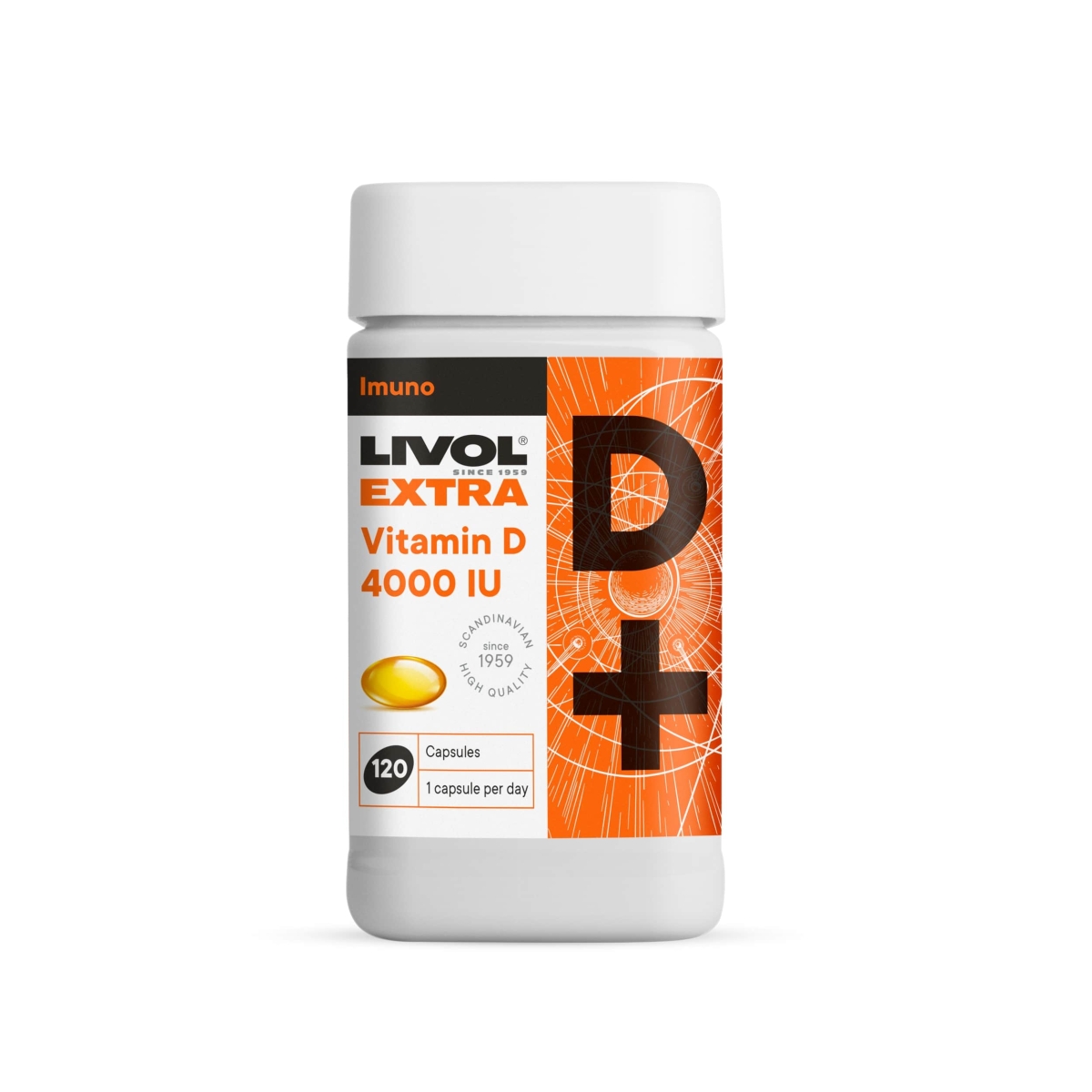 LIVOL Extra D vitamīns 4000 SV kapsulas, 120 gab. - Produkta attēls