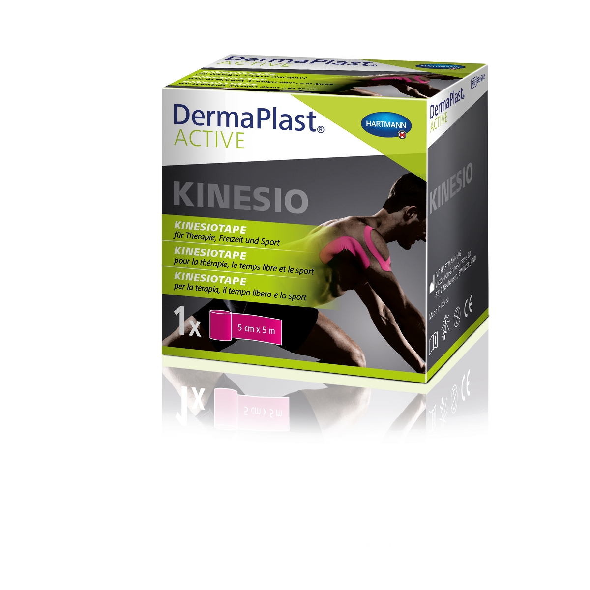 DERMAPLAST Active Kinesio teips (rozā, 5 m x 5 cm), 1 gab - Produkta attēls