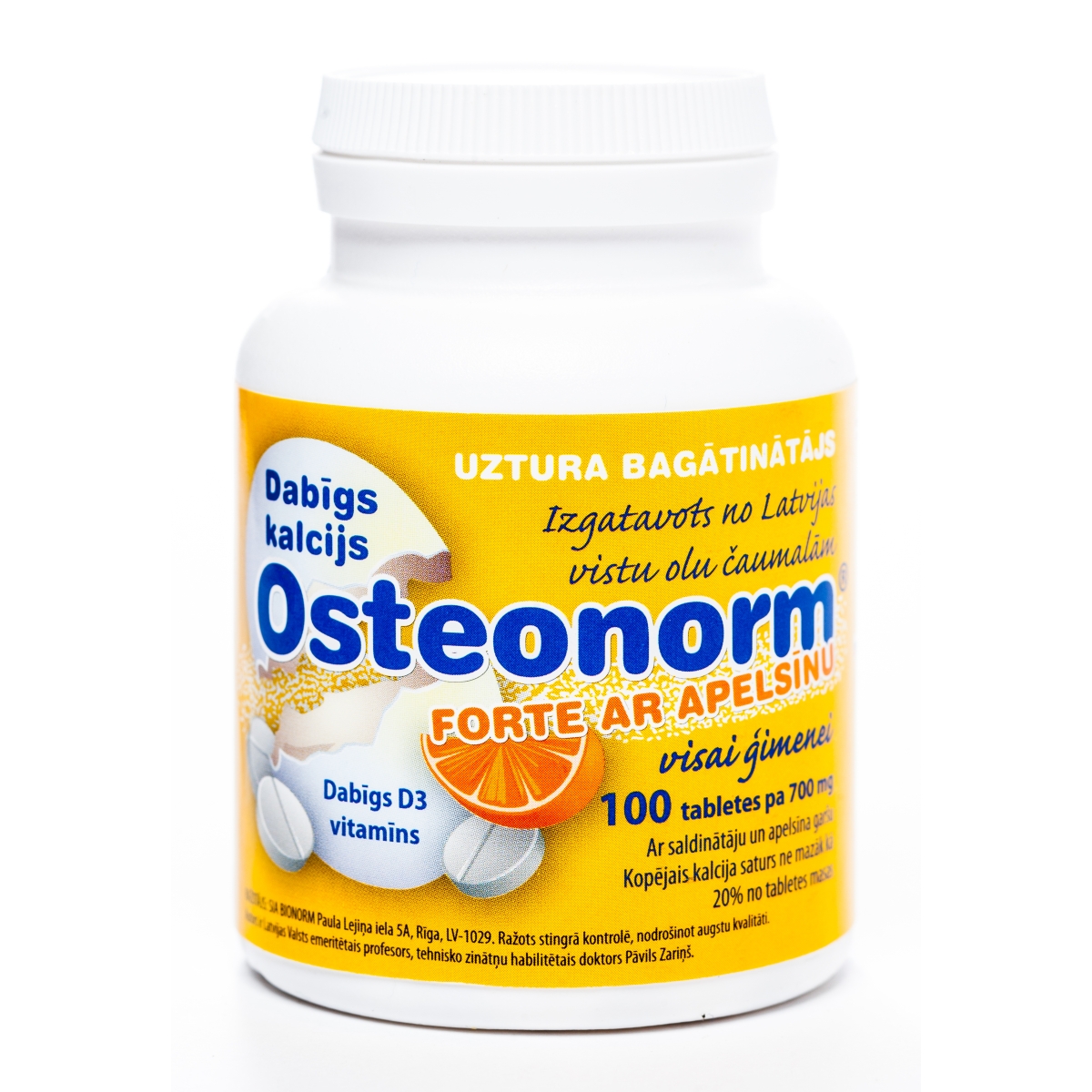 OSTEONORM FORTE 700MG AR APELSĪNU GARŠU TABLETES N100 - Produkta attēls