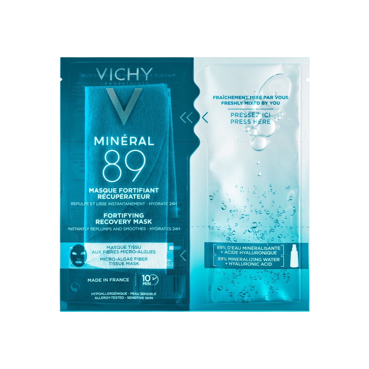 Vichy Mineral 89 stiprinošā atjaunojošā salvetes tipa sejas maska, 29g - Produkta attēls