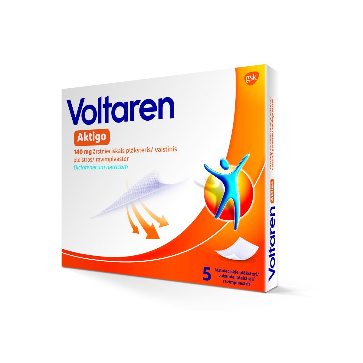 VOLTAREN AKTIGO 140MG ĀRSTNIECISKAIS PLĀKSTERIS N5