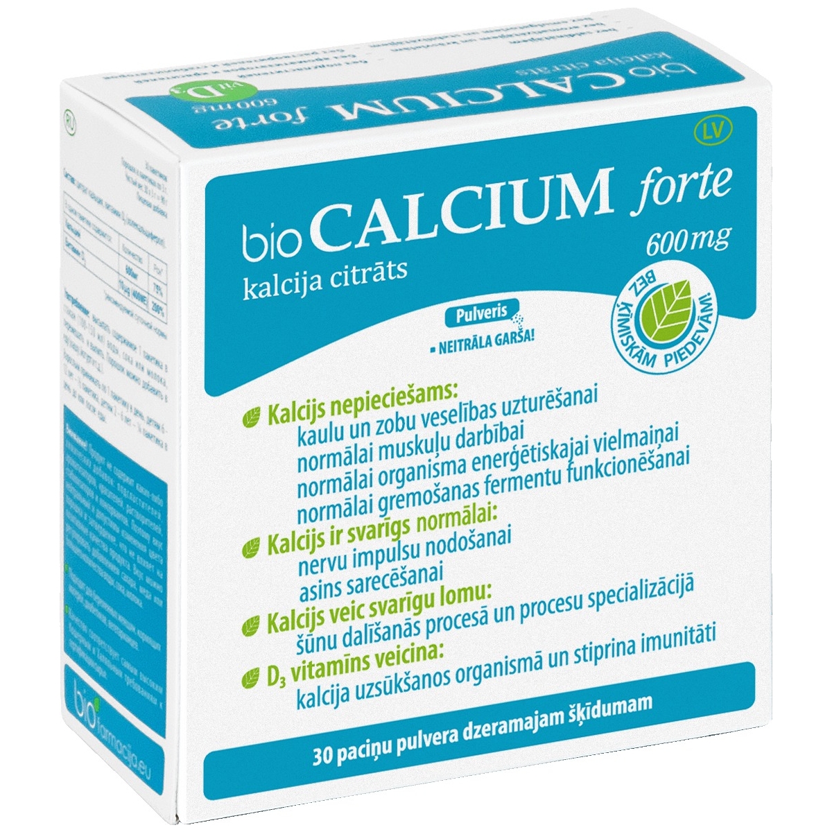 bioCALCIUM Forte 600 mg pulveris, 30 gab.