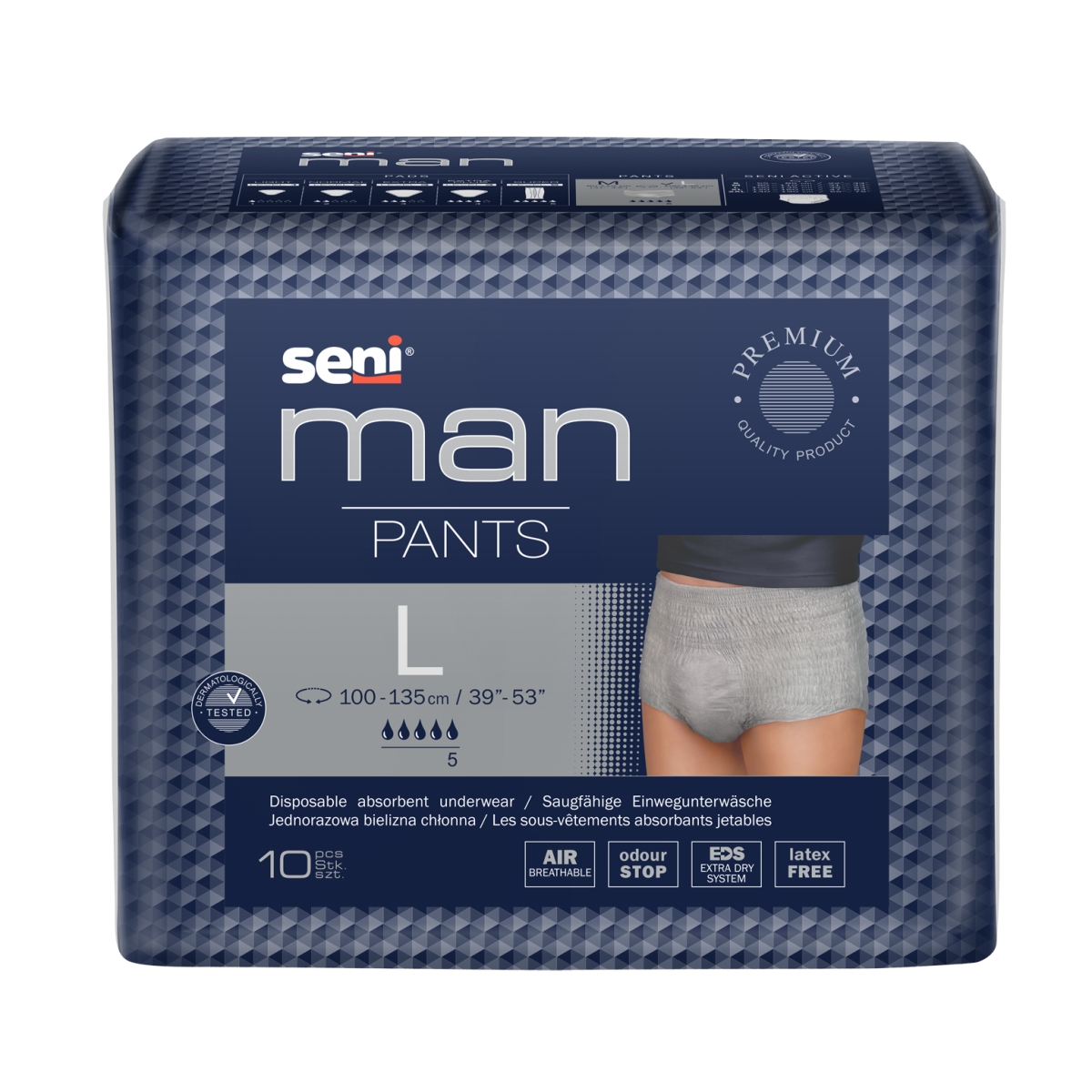 SENI MAN PANTS uzsūcoša apakšveļa vīriešiem, L izmērs, 10 gab. - Produkta attēls