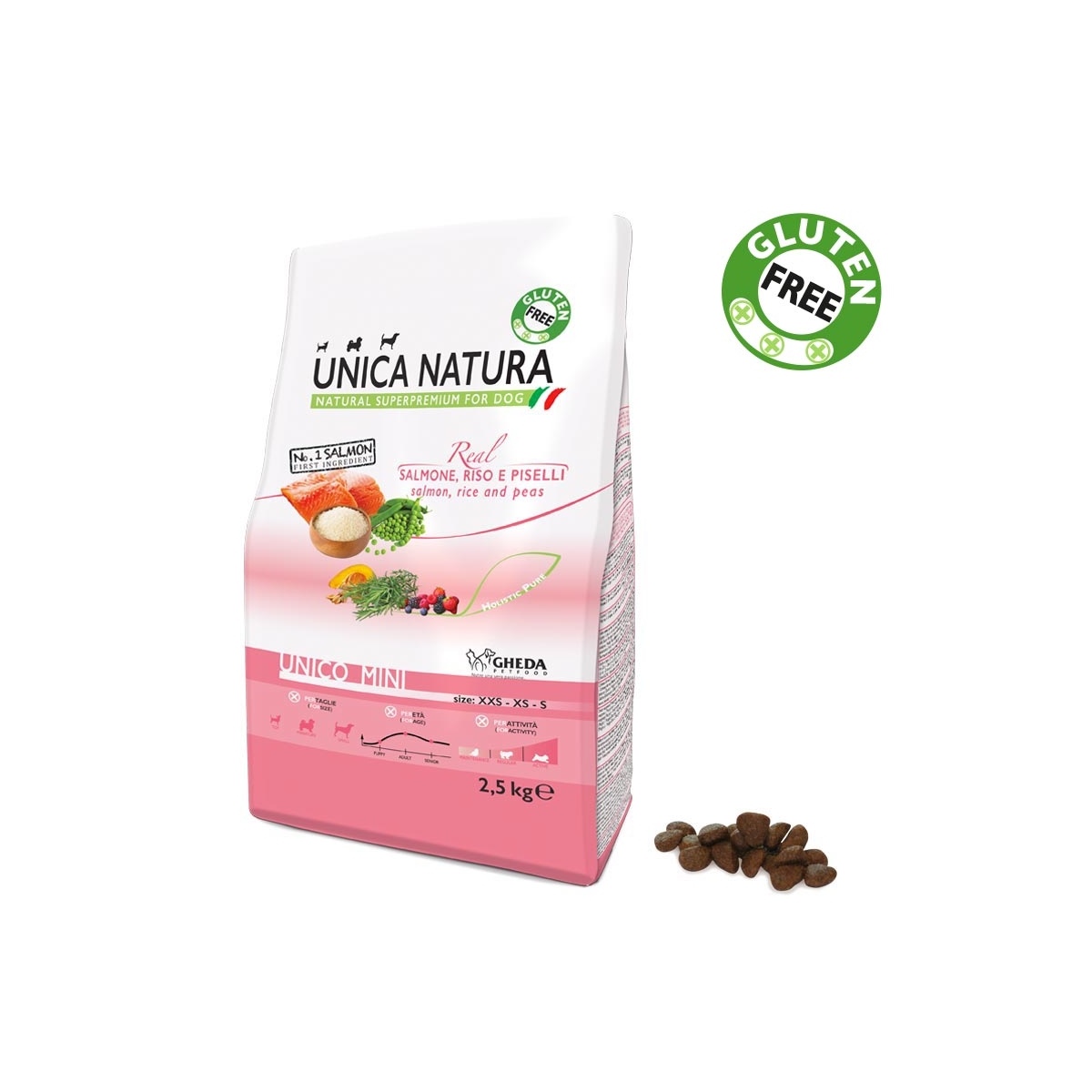 GH UNICA NATURA SUŅU MINI LASIS/RĪSI/ZIRŅI 2.5KG - Produkta attēls