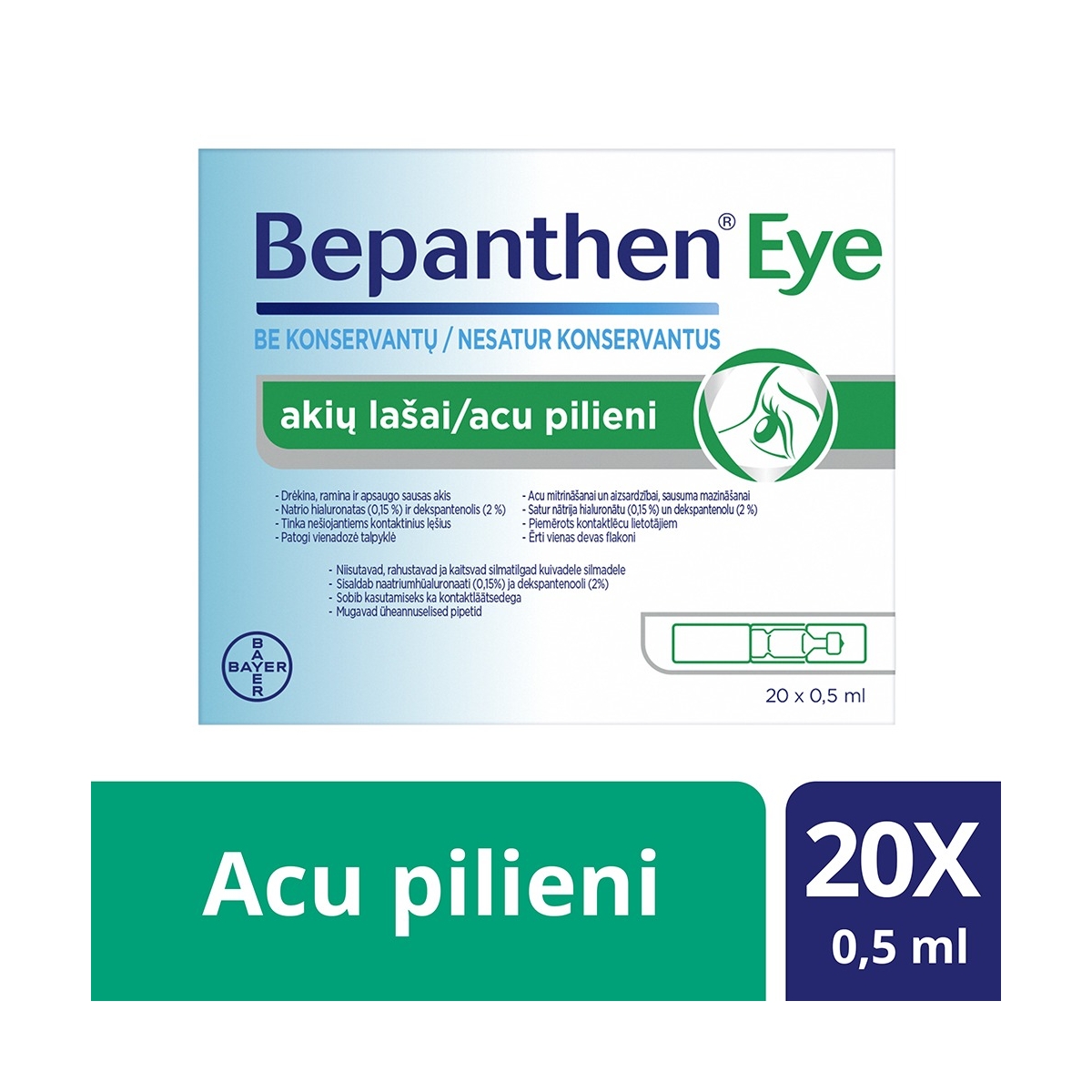 BEPANTHEN Eye acu pilieni, 20gab x 0.5ml