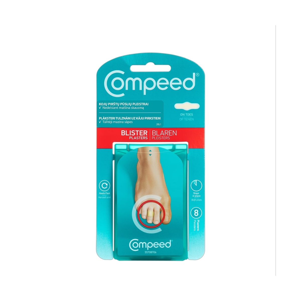 COMPEED® plāksteri tulznām uz kāju pirkstiem, 8 gb. - Produkta attēls