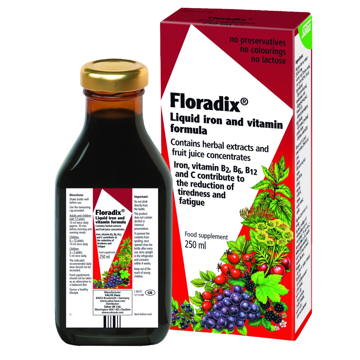 Floradix dzelzs, šķīdums 250 ml - Produkta attēls