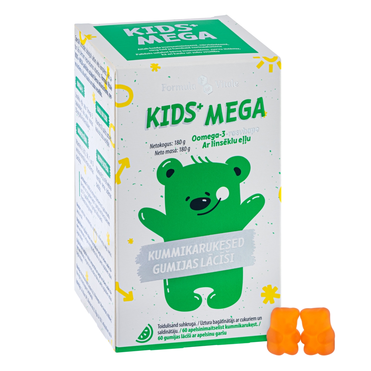 FORMULA VITALE Kids+ Mega linsēklu eļļas lācīšu pastilas, 60 gab.