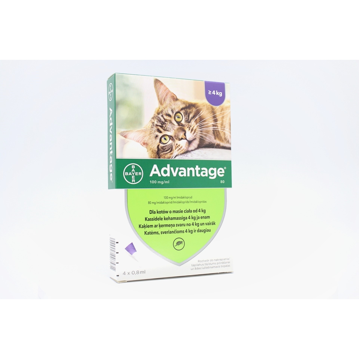 ADVANTAGE 80MG 10% ŠĶĪD 0.8ML KAĶIEM VIRS 4KG N4 - Produkta attēls