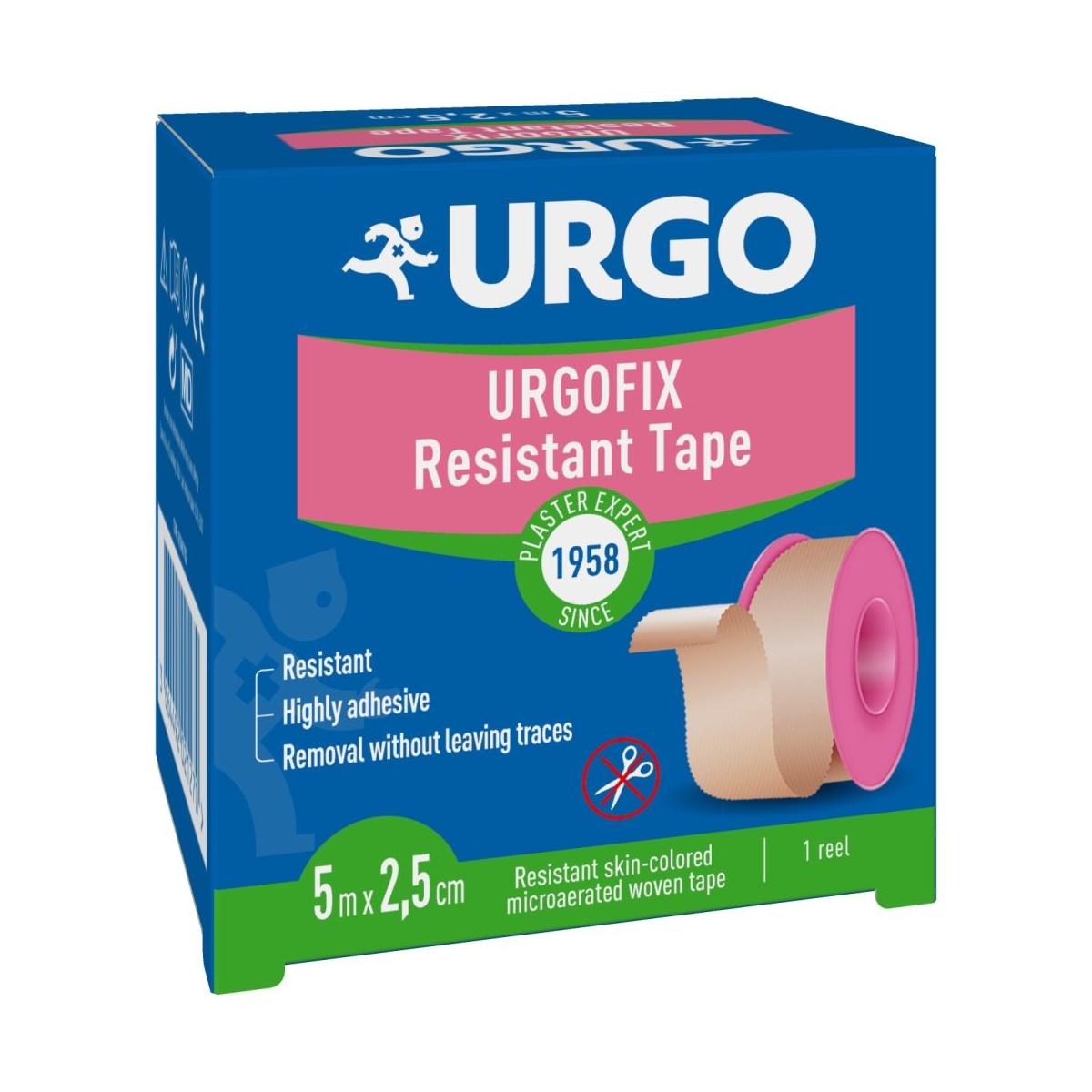 URGO Fix izturīgs lentveida plāksteris, 5 m x 2,5 cm - Produkta attēls