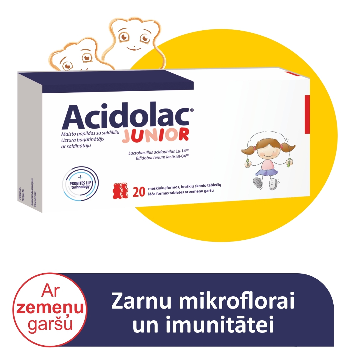 ACIDOLAC® Junior ar zemeņu garšu tabletes, 20 gab.