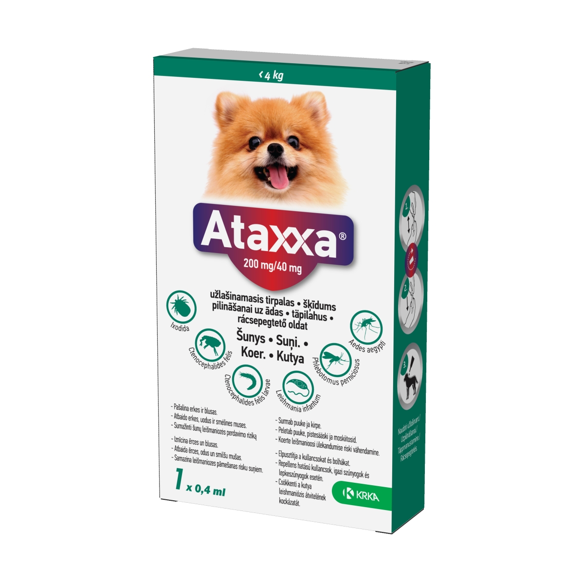 ATAXXA  200/40MG ŠĶĪD 0.4ML SUŅIEM LĪDZ 4KG N1 - Produkta attēls