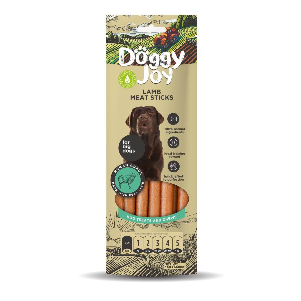 DOGGY JOY JĒRA GAĻAS DESIŅAS SUŅIEM 45G - Produkta attēls