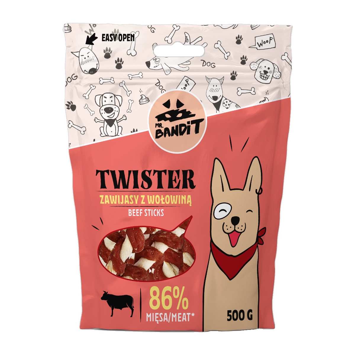 MR.BANDIT TWISTER  VĪTAS LIELLOPA NŪJIŅAS 500G - Produkta attēls