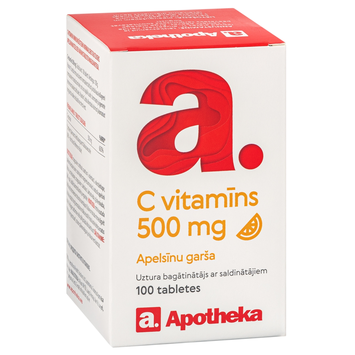 APOTHEKA C vitamīns 500 mg tabletes ar apelsīnu garšu, 100 gab