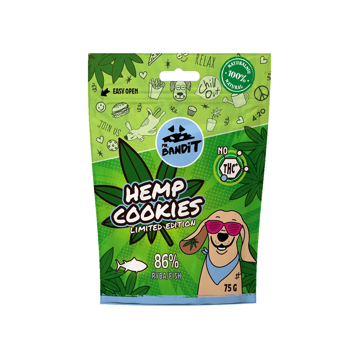 MR.BANDIT HEMP KAŅEPJU CEPUMI AR ZIVI 75G - Produkta attēls