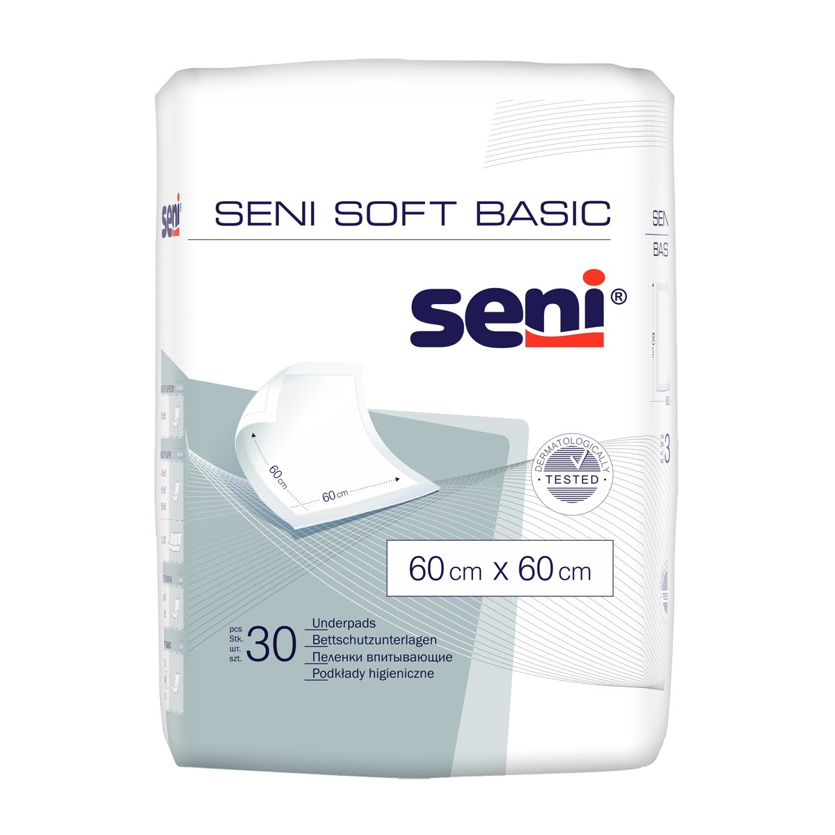 SENI SOFT BASIC absorbējošie paladziņi, 60x60 cm, 30 gab. - Produkta attēls