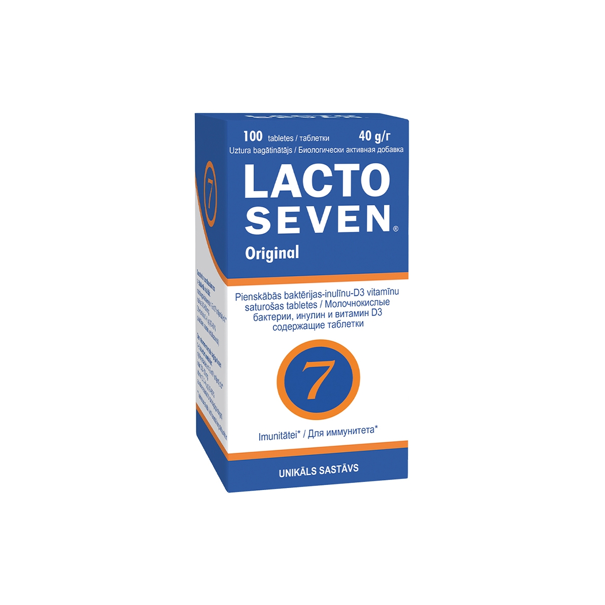 LACTO SEVEN 40 g tabletes, 100 gab - Produkta attēls